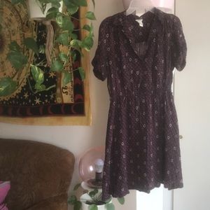 Vintage Print A-Line Shirt Dress- Casual/Work/Date